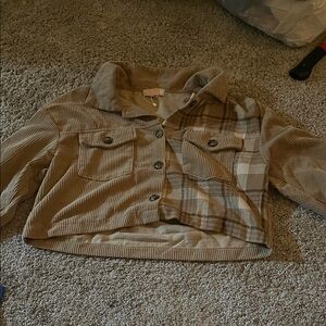 Kids Plaid Tan Jean Jacket